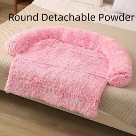 Pet Dog Plush Winter Warm Sofa Cushion (Option: Rounded Rose Pink-XL)