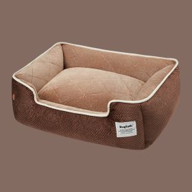 Thickened Winter Warmth Detachable And Washable Dog And Cat Litter (Option: British Brown-50x40cm)