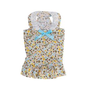 Cute Pet Skirt Bow Thin Dog Clothes (Option: Yellow Floral-M)