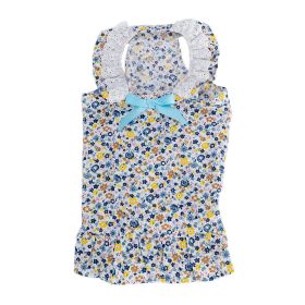 Cute Pet Skirt Bow Thin Dog Clothes (Option: Blue Floral-S)