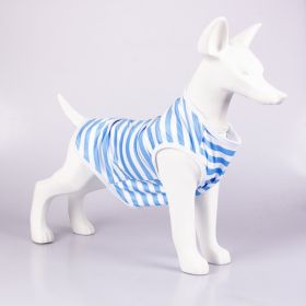 Pet Vest Comfortable Breathable Stripes Vest Dog Clothes (Option: Light Blue White-S)