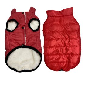 Winter Pet Coat Dog Fleece-lined Waterproof Windproof Vest (Option: Red-M)