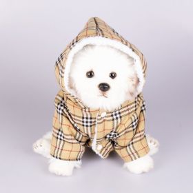 Dog Hooded Sweater Plaid Pet Clothes (Option: Yellow-M)