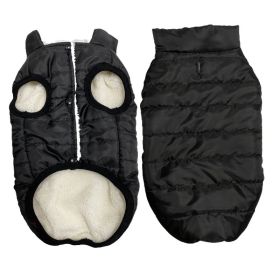 Winter Pet Coat Dog Fleece-lined Waterproof Windproof Vest (Option: Black-M)