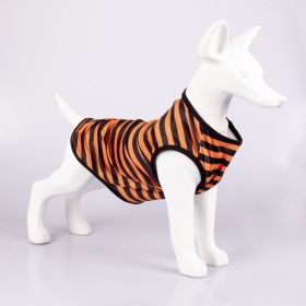 Pet Vest Comfortable Breathable Stripes Vest Dog Clothes (Option: Black Orange-S)