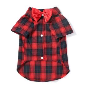 Pet Clothes Small And Medium-sized Dogs Plaid Shirt (Option: Red Bow Tie Male-M)