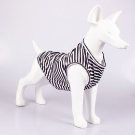 Pet Vest Comfortable Breathable Stripes Vest Dog Clothes (Option: Thin Black And White-S)