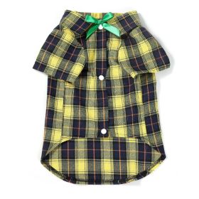 Pet Clothes Small And Medium-sized Dogs Plaid Shirt (Option: Yellow Bow Knot Female-M)