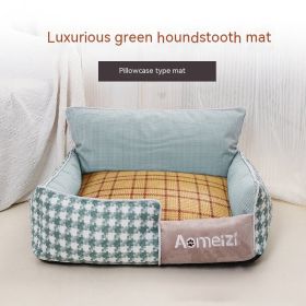 Removable And Washable Pet Bed Four Seasons Universal (Option: Green-With Mat Cover-M)