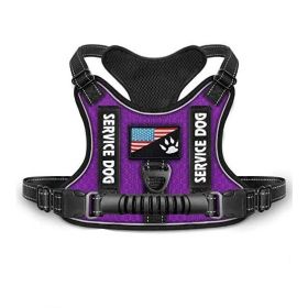 Shock Absorption Comfortable Night Vision Reflective Pet Harness Dog Vest Traction Chest Strap (Option: Purple-XS)