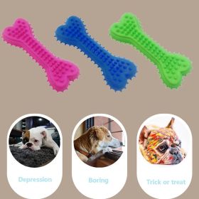 Dog Cat TPR Foam Eco-friendly TPR Chewing Toy Milky Scented Flat Bones Molar Teether Pet Supplies Spiny Soft Bite Resistant Toy (Color: Green, Size: M)