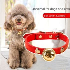 Leather Pet Collars Pet paw print bone alloy bell collar dog collar Best Santa Xmas Gifts cat collar (Color: Pink, Size: XL)