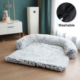 Pet Sofa; Warm Plush Pet Cushion For Indoor Dogs & Cats; Dog Blanket; Washable Pet Bed (Color: Light Grey, Size: L)