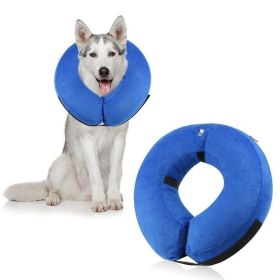 Soft Dog Cone Collar for After Surgery - Inflatable Dog Neck Donut Collar - Elizabethan Collar for Dogs Recovery (colour: CQLQ01 Blue Velcro, Size: L)