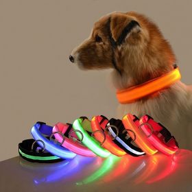 Glow-In-The-Dark Pet Collar For Dog & Cat; LED Dog Collar For Night Walking; USB charging (Color: Red, Size: S)