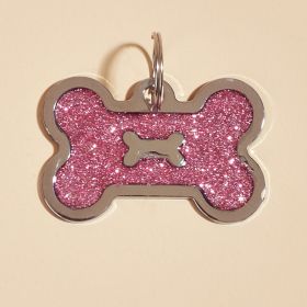 Metal Pet ID Tags With Pink Bone Shape For Dogs (Color: Shiny green, Size: 1 peice)