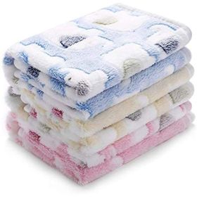 1 Pack 2 Blankets Super Soft Fluffy Premium Cute Elephant Pattern Pet Blanket Flannel Throw for Dog Puppy Cat (Color: Blue, Size: Medium (Pack of 2))