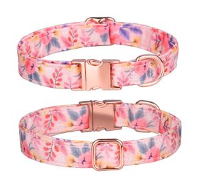 Sunflower pet collar cotton breathable dog collar pet supplies wholesale (colour: Broken orange, Size: S width 1.5 adjustment 26-42cm)