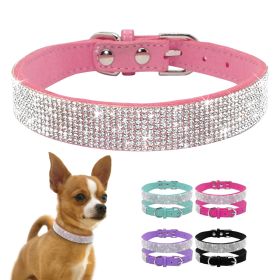 Dog Collar Crystal Glitter Rhinestone Pet Collars Zinc Alloy Buckle Collar For Small Medium Dogs Cats Chihuahua Pug Dog Collar (Color: Brown, Size: XS)