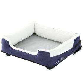 Pet Life "Dream Smart" Electronic Heating and Cooling Smart Pet Bed (Color: Navy, Size: large)