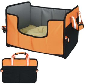 Pet Life 'Travel-Nest' Folding Travel Cat and Dog Bed (Color: Orange, Size: small)