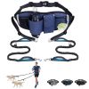 Hands Free Dog Leash with Waist Bag for Walking Small Medium Large Dogs;  Reflective Bungee Leash with Car Seatbelt Buckle and Dual Padded Handles;  A