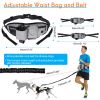 Hands Free Dog Leash with Waist Bag for Walking Small Medium Large Dogs;  Reflective Bungee Leash with Car Seatbelt Buckle and Dual Padded Handles;  A