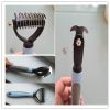 Grooming Brush For Pet Dog Cat Deshedding Tool Rake Comb Fur Remover Reduce 2-Side Dematting Tool For Dogs Cats Pets Grooming Brush Double Sided Shedd