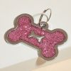 Metal Pet ID Tags With Pink Bone Shape For Dogs