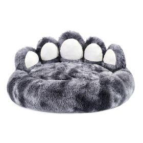 Thickened Warm Kennel For Pets With Bear Paw Shape House - Teddy Kennel With Removable Washable Cat Fluffy Dog Bed Mat For Deep Sleeping - Keeping War (Option: Grey-L 70cm)