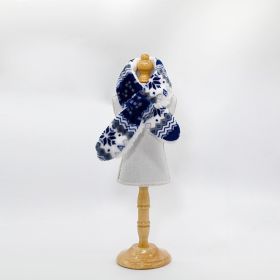 Plush Christmas Pet Warm Scarf (Option: Blue Snowflake-L)