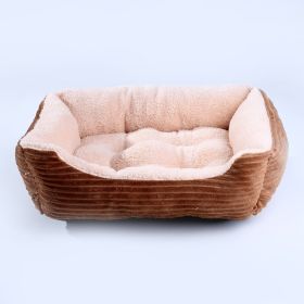 Four Seasons Universal Pet Bed Candy Color Square Kennel Teddy Pomeranian Mat Cat Nest Pet Bed (Option: Brown-XL)