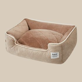 Thickened Winter Warmth Detachable And Washable Dog And Cat Litter (Option: Beige Khaki-75x60cm)